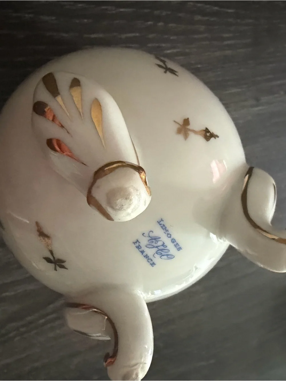 Vintage Limoges France Porcelain Floral Vase Cachepot Swan Feet Gold Trim